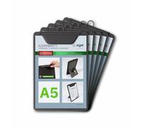 SIGEL Porte-menu avec pince 16,50 x 23,50 cm - 5 pièces | KB111, pour jusqu’à 20 feuilles A5, anthracite, pour l’organisation efficace de documents et formulaires