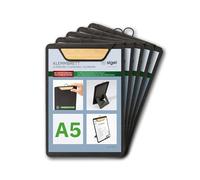 SIGEL Porte-menu avec pince 16,50 x 23,50 cm - 5 pièces | KB221, pour jusqu’à 20 feuilles A5, gris foncé/beige, pour l’organisation efficace de documents et formulaires