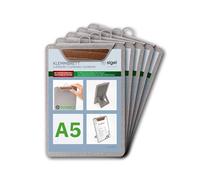 SIGEL Porte-menu avec pince 16,50 x 23,50 cm - 5 pièces | KB224, pour jusqu’à 20 feuilles A5, gris clair/brun, pour l’organisation efficace de documents et formulaires