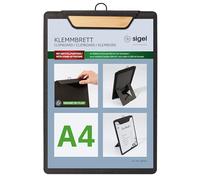 SIGEL Porte-menu avec pince 23 x 33 cm | KB220, pour jusqu’à 20 feuilles A4, gris foncé/beige, pour l’organisation efficace de documents et formulaires