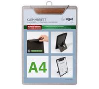 SIGEL Porte-menu avec pince 23 x 33 cm | KB223, pour jusqu’à 20 feuilles A4, gris clair/brun, pour l’organisation efficace de documents et formulaires