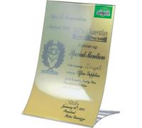 SIGEL Présentoir de table 15 x 21 cm | TA161, lot de 2, pliable, durable, transparent