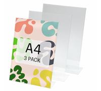 Be!Board SY110 Lot de 3 Présentoirs de Table, 30 x 21 x 6,3 cm, acrylique transparent pour A4 (21 x 29,7 cm)