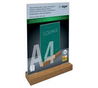 Sigel Présentoir de table TA256 – DIN A4 – transparent, bois – 1 pièce