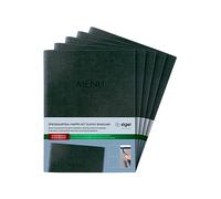 SIGEL SM207 Lot de 5 Protège-menus à cordon élastique avec 2 pochette transparent pour 8 feuilles DIN A5, gaufrage Menu, anthracite