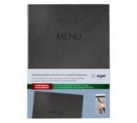 sigel Protège-menu SM206, 2 pochettes A4, cordon élastique, gaufrage Menu, anthracite