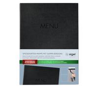 Sigel Chemise pour menu SM202 - DIN A4, 2 pochettes doubles (8 pages), reliure élastique, noir