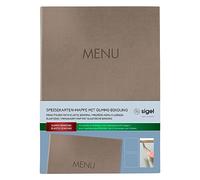 SIGEL Protège-menu 24 x 34 cm | SM210, 2 pochettes pour 8 feuilles, gaufrage Menu, beige foncé
