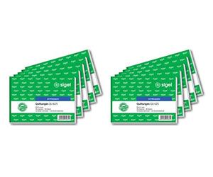 SIGEL QU625/10 Lot de 10 blocs de reçus A6 paysage 2 x 50 feuilles