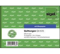 Sigel® QU635 Reçus avec impression de sécurité - A6 horizontal, 1ère et 2ème feuilles imprimées, MP, BL, 3 x 50 feuilles