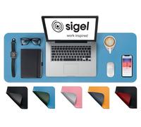 SIGEL Sous-main SA602 – cuir PU végétalien, antidérapant, double face, 80×30 cm, bleu/vert