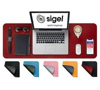 SIGEL Sous-main SA603 en cuir PU végétalien antidérapant essuyable double face 80 x 30 cm rouge/noir