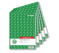 SIGEL SD031 Lot de 5 blocs de factures A5, 2 x 40 feuilles, autocopiant, avec 1 copie, microperforé