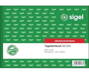 Sigel sd065 Jour du Travail 40 feuilles autocopiant livre A5 paysage