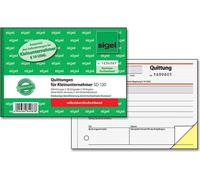 SIGEL SD120 Reçus pour petites entreprises, sans indication de la TVA, numéro continu, 1ère/2ème feuille imprimée, avec impression de sécurité, A6 q, autocopiant, 2 x 30