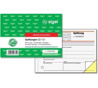 SIGEL SD121 Reçus, avec numérotation continue, 1ère et 2ème feuille imprimées, avec impression de sécurité, A6 q, autocopiant, 2 x 50 feuilles