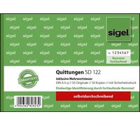 SIGEL SD122 Reçus TVA incluse, avec numérotation continue, 1ère et 2ème feuille imprimées, avec impression de sécurité, A6 q, autocopiant, 2 x 50, 2 x 50