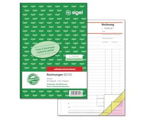 SIGEL SD132 factures numérotées en continu, numéro unique à 7 chiffres comme prescrit par le bureau des impôts, A5, 3 x 50 feuilles, autocopiant, avec perforation de classement