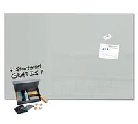 SIGEL SF477 Tableau magnétique en verre / tableau blanc premium, 150 x 100 cm, gris + 6 aimants, 4 marqueurs noir et 3 outils de nettoyage - Artverum