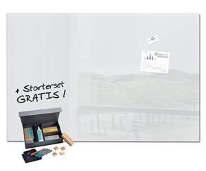 SIGEL SF479 Tableau magnétique en verre / tableau blanc premium, 150 x 100 cm, blanc pur + 6 aimants, 4 marqueurs noir et 3 outils de nettoyage - Artverum