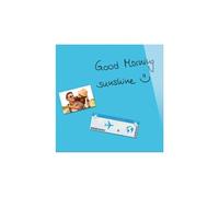 Be!Board B1103 Tableau magnétique en verre, 45 x 45 cm, tableau mémo sans cadre magnétique et inscriptible, 2 aimants néodyme, bleu