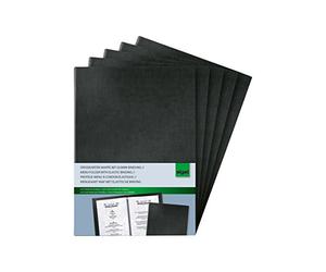 SIGEL Sm115 Lot de 5 Protège-Menus à Cordon Élastique, 17,5 X 24,5 X 1,2 cm, Similicuir Aspect Lin, Noir