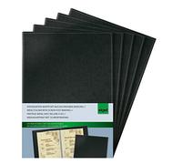 SIGEL Sm130 Lot de 5 Protège-Menus avec Reliure à Vis, 24,5 X 34 X 1,5 cm, Similicuir Aspect Lin, Noir