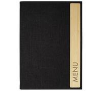 SIGEL SM220 Protège-menu Bamboo A4, 2 pochettes 4 vues (8 feuilles), reliure élastique, facile à nettoyer | pour hôtels, cafés, bars | gris foncé/beige