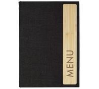 SIGEL SM221 Protège-menu Bamboo A5, 2 pochettes 4 vues (8 feuilles), reliure élastique, facile à nettoyer | pour hôtels, cafés, bars | gris foncé/beige