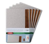 SIGEL SM222/5 Protège-menu - 5 pièces - fourni avec 2 pochettes transparentes 4 vues pour 8 feuilles - reliure à cordon élastique - A4 - gris clair/brun