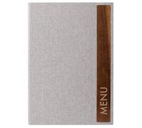 SIGEL SM222 Protège-menu - 1 pièces - fourni avec 2 pochettes transparentes 4 vues pour 8 feuilles - reliure à cordon élastique - A4 - gris clair/brun