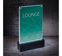 Sigel Présentoir de table LED TA422 – A5 double face lumineux, acrylique transparent/noir