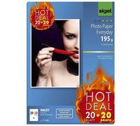 SIGEL T1155 HOT DEAL InkJet Everyday papier photo, brillant, 195 g/m², A4, 45 feuilles