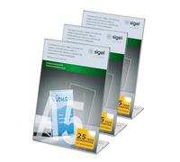 SIGEL TA212 Lot de 3 Présentoirs inclinés de table, 21,5 x 15 x 6,5 cm, acrylique transparent