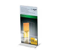 SIGEL TA224 Présentoir de table droit, 10,5x21,2x6,5 cm (pour DIN Long vertical) | pour comptoir, restauration, bureau, marriage, etc | résistance aux UV, acrylique, transparent, 1 pièce