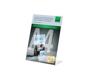 SIGEL Ta230 Présentoir Incliné de Table, 30 X 21 X 12,5 cm, Résistance Permanente aux Uv, avec Compartiment pour Cartes de Visite, Acrylique Transparent