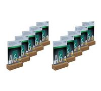 SIGEL TA252 Lot de 10 Présentoirs de table vertical, acrylique, avec base en bois chêne, pour A6