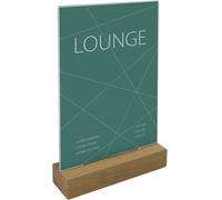 Sigel Présentoir de table vertical TA254 – Acrylique, base en bois chêne pour A5