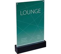 SIGEL TA420 Présentoir de table LED pour A4, présentation double face à illuminer, transparent/noir, acrylique