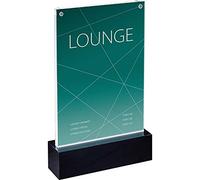 Sigel Présentoir de table LED TA422 – A5 double face lumineux, acrylique transparent/noir