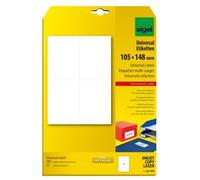 Sigel Universal-Étiquettes, 105 X 148 Mm, Blanc Pour Jet D'encre/Laser/Photocopieuse, Petit Paquet Contenu: 100 Étiquettes Sur 25 Feuilles Format A4 La164