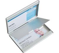 SIGEL VZ136 Etui pour cartes de visite Twin, argenté, mat, avec 2 compartiments