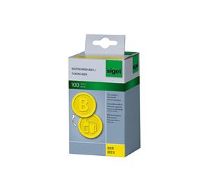 SIGEL Wm004 Lot de 100 Jetons "Bière", Ø2,5 cm, Jaune