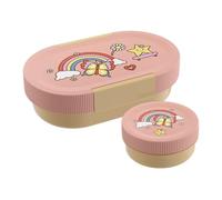 SIGG Ensemble boîte à déjeuner pour enfant - Lumo Rainbow - Boîte à déjeuner pour enfant avec boîte supplémentaire - Légère arc-en-ciel - 2 en 1 - Sans BPA - Rose - 0,8 l