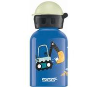 Sigg - Gourde Enfant En Aluminium + Bouchon Phophorescent - KBT Glow Build It - Pour l'École et le Sport - Étanche & Légère - Sans BPA - Certifiée Neutre En CO2 - Bleu Motif Construction - 0,3L