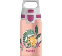 Sigg - Gourde Enfant En Acier Inoxydable - Shield One Flora - Pour l'École et le Sport - Convient Aux Boissons Gazeuses - Étanche & Légère - Sans BPA - Rose Motif Caméléon - 0,5L