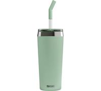 Sigg - Gobelet Isotherme Avec Paille en Verre Durable - Travel Mug Helia Milky Green - Avec Brosse De Nettoyage - Étanche - Sans BPA - En Acier Inoxydable 18/8 - Yoga & Sport en Salle - Vert - 0,6L