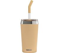 Sigg - Gobelet Isotherme Avec Paille en Verre Durable - Travel Mug Helia Muted Peach - Avec Brosse De Nettoyage - Étanche - Sans BPA - En Acier Inoxydable 18/8 - Yoga & Sport en Salle - Pêche - 0,45L