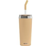 Sigg - Gobelet Isotherme Avec Paille en Verre Durable - Travel Mug Helia Muted Peach - Avec Brosse De Nettoyage - Étanche - Sans BPA - En Acier Inoxydable 18/8 - Yoga & Sport en Salle - Pêche - 0,6L