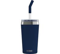 Sigg - Gobelet Isotherme Avec Paille en Verre Durable - Travel Mug Helia Night Ink - Avec Brosse De Nettoyage - Étanche - Sans BPA - En Acier Inoxydable 18/8 - Yoga & Sport en Salle - Bleu - 0,45L